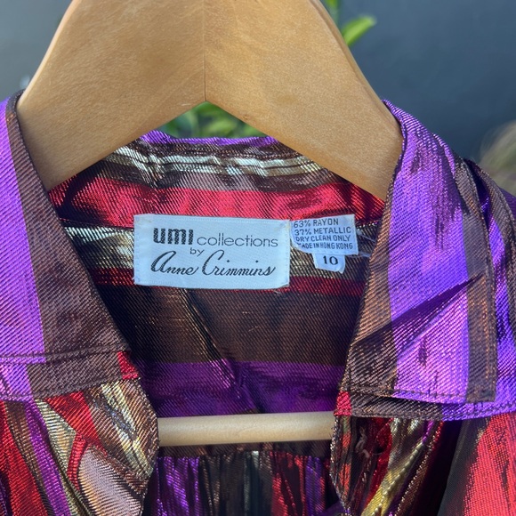 80s Multicolor Metallic Stripe Shirt Set - Picture 3 of 11